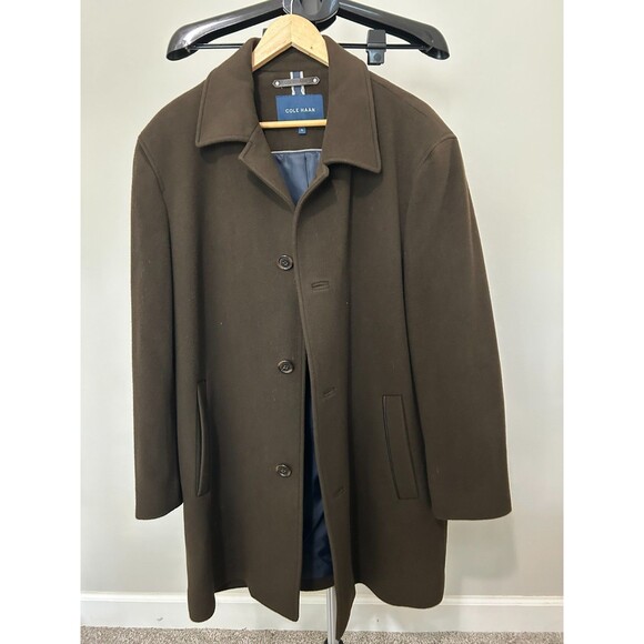 Cole Haan Men's Overcoat Wool Cashmere Blend Sz XL Brown - Picture 2 of 16
